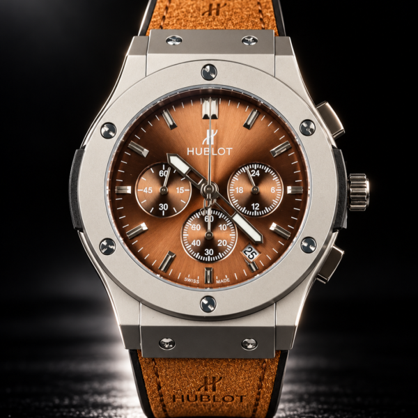 Hublot Marron avec finition effet soleil.