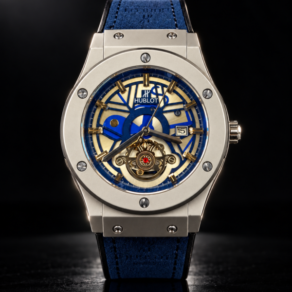 Hublot – Design Squelette Bleu & Or