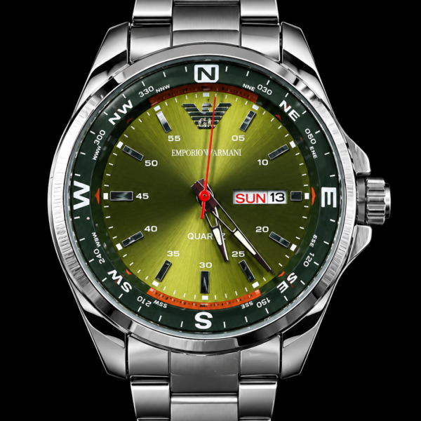 Emporio Armani – Montre sportive à cadran vert kaki