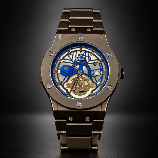 Hublot – Cadran squelette bleu et doré